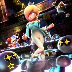 blush clothing_destruction dress embarrassed embarrassed_nude_female enf exposed_pussy lips luma mario_(series) onmodel3d petite princess_rosalina pussy self_upload skinny super_mario_3d_world tagme teeth wardrobe_malfunction