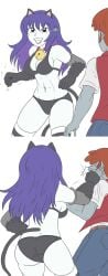 1boy 1girls ass bell bra breasts cat_ears cat_tail catgirl duo equestria_girls friendship_is_magic my_little_pony navel rarity_(eg) rarity_(mlp) rover_(mlp) sumin6301 underwear