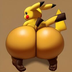 ai_generated ass_focus big_ass chubby fat fat_ass furry obese pikachu pokemon pokemon_(species) yellow_fur