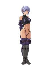 arm_pouch arm_strap arms_behind_back boots breasts crop_top doekuramori elbow_gloves eyebrows full_body gloves hair_between_eyes headgear high_heel_boots high_heels martyr_(the_citadel) match medium_breasts navel official_art open_mouth panties pouch purple_eyes purple_gloves purple_hair purple_panties standing teeth the_citadel the_martyr thigh_pouch thigh_strap tomboy transparent_background underwear