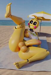 ai_generated ass asshole beach chica_(fnaf) five_nights_at_freddy's five_nights_at_freddy's_2 futa_only futanari scottgames toy_chica_(fnaf) yellow_body