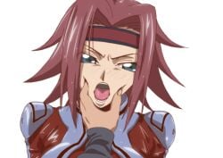 censored clothed_female_nude_male code_geass female female hand_on_face kallen_stadtfeld kyabakurabakufu large_breasts open_mouth red_hair short_hair