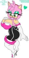 amy_rose amy_the_bat big_breasts bimbo bitch bodysuit bubble_butt curvy_figure habbodude horny_female hot neckline rouge_the_bat_(cosplay) shocking_(artist) slutty_pose sonic_(series) spandex_suit thick thick_lips voluptuous_female