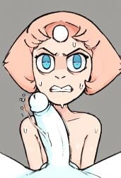 ai_generated angry angry_expression forehead_jewel imminent_oral nude nude_female peach_hair pearl_(steven_universe) penis steven_universe sweat tagme veiny_penis white_penis