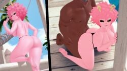 3d animated big_ass big_breasts bikini boku_no_hero_academia dark-skinned_male evaan heroine koikatsu mina_ashido my_hero_academia penetration schoolgirl sex tagme video