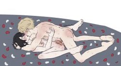 2boys black_hair blonde_hair breasts cuntboy cuntboy_sans_balls heidibiersack heidii_m henry_vi_(requiem_of_the_rose_king) intersex male_on_cuntboy penis pussy requiem_of_the_rose_king richard_plantagenet rose_petals vaginal_penetration vaginal_sex