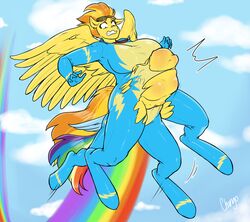 absurd_res accident accidental_vore anthro anthrofied big_breasts breasts chango-tan clothing equid equine eyewear friendship_is_magic goggles hi_res mammal my_little_pony pterippus pussy rainbow rainbow_dash_(mlp) sky spitfire_(mlp) torn_clothing unbirthing uniform vaginal_penetration vore wings wonderbolts_(mlp)