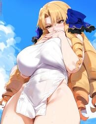 1girls ai_generated big_breasts blonde_hair breasts fate_(series) female female_focus hips huge_breasts large_breasts looking_at_viewer luviagelita_edelfelt thick_thighs thighs wide_hips yellow_eyes