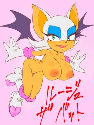 breasts eyeshadow furry green_eyes large_breasts nipples nude pussy rouge_the_bat sonic_(series) sonic_the_hedgehog_(series)