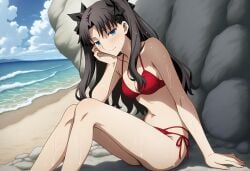 1girls ai_generated bikini fate/stay_night red_bikini solo tohsaka_rin