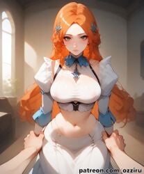 absurd_res ai_generated anime bleach brown_eyes cute female female_focus hi_res highres inoue_orihime inoue_orihime long long_hair orange_hair ozziru patreon self_upload sexy uncensored