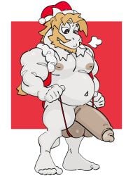 anthro asgore_dreemurr balls bara beard big_balls big_penis boner christmas deltarune erection facial_hair furry goat horns hornybunn male male_only muscles muscular penis santa_hat solo solo_male undertale
