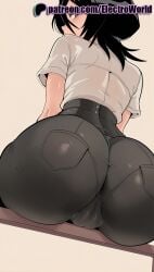 1girls 2025 ai_generated artist_name ass ass_focus black_hair bleach electroworld female hi_res high_quality high_resolution highres kuchiki_rukia pantylines patreon patreon_username solo stable_diffusion watermark