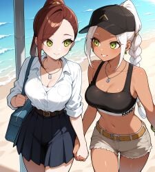2girls ai_generated artist_request hoyoai kaho_eira kimi_no_koto_ga_dai_dai_dai_dai_daisuki_na_100-nin_no_kanojo mastrubation red_hair silver_hair tagme tagme_(artist) torotoro_kishika yuri