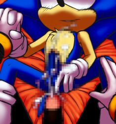 blue_fur censored cum cum_on_chest furry gay hedgehog mammal penis pov shadow_the_hedgehog skyeprower sonadow sonic_(series) sonic_the_hedgehog testicles