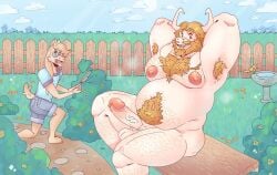 anthro armpit armpit_hair armpits asgore_dreemurr balls bara beard body_hair boner deltarune erection facial_hair furry goat hands_behind_head horns male male_only matchaijuice muscles muscular musk nude penis sitting sweat sweating undertale
