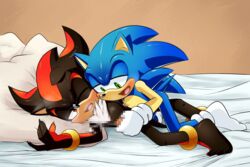 blue_fur censored furry gay handjob hedgehog mammal penis shadow_the_hedgehog skyeprower sonadow sonic_(series) sonic_the_hedgehog testicles