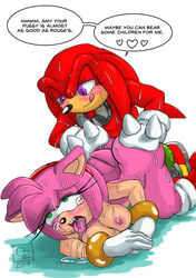 2017 all_fours amy_rose anthro areola big_breasts blush breasts doggy_style duo echidna english_text erect_nipples female from_behind_position heart hedgehog knuckles_the_echidna male mammal monotreme nipples omegazuel penetration sex sonic_(series) text