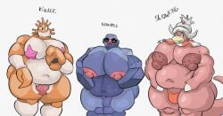 3boys furryonline1 game_freak generation_1_pokemon generation_3_pokemon kingler male male_only nintendo nosepass pokemon pokemon_(species) slowking