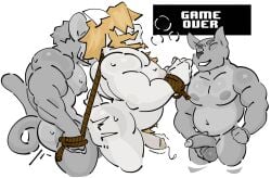 anal anal_sex anthro asgore_dreemurr balls bara beard boner deltarune erection facial_hair furry gay goat horns hornybunn male male_only muscles muscular nude penis rope sex sweat sweating undertale