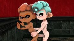 anal blowjob cum_in_mouth cum_inside danger(oc) gay gay_sex inkling inkling_boy male octoling octoling_boy on penetration_from_behind sfm source_filmmaker splatoon splatoon_3