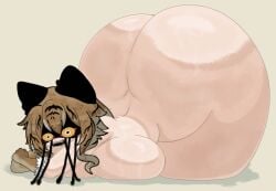 animal_ears bent_over big_breasts bubble_butt fizzybiscuits jack-o_pose nude_female sharp_teeth thick_thighs