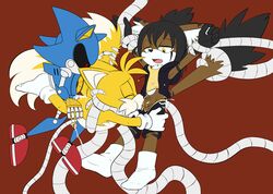 anal bound cum cum_in_ass cum_in_mouth gay male metal_sonic oral penis robot skyeprower sonic_(series) spitroast tails tentacle testicles