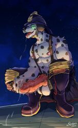 absurd_res accessory animal_genitalia animal_penis anthro armor balls big_balls big_penis bodily_fluids bottomwear canid canine canine_genitalia canine_penis canis clothed clothing cock_ring cock_ring_behind_knot dalmatian domestic_dog drooling erection firefighter firefighter_helmet firefighter_uniform fur genital_fluids genitals headgear helmet hi_res himbo himbofication huge_cock jewelry knot knotted_penis male mammal muscular muscular_male nipples partially_clothed penis penis_accessory penis_jewelry precum saliva saliva_string sellon solo tongue tongue_out undressing uniform white_body white_fur zack_orion_ruffaford