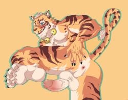 anthro anus barefoot blush feet felid ghastlydog lin_hu male male_only mammal nekojishi pantherine solo studio_klondike tiger