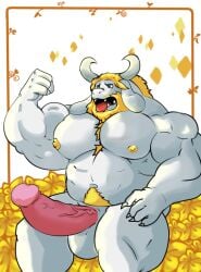 anthro asgore_dreemurr balls bara beard big_balls big_penis boner deltarune erection facial_hair furry goat horns male male_only muscles muscular nude penis reyyc solo solo_male undertale