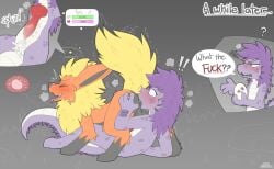 accident anal animal_genitalia animal_penis anthro black_tongue bodily_fluids canine_genitalia canine_penis claws cum cumming_outside cutaway duo eeveelution egg ejaculation female female_rimming_male feral flareon fluffy fluffy_chest fluffy_tail fyre gameplay_mechanics generation_1_pokemon genital_fluids genitals graedius_(artist) green_eyes grumpy gui hair hands-free health_bar impregnation knot knotted_penis lizard male male/female male_rimmed markings nintendo oral orgasm orgasm_face penis pokemon pokemon_(species) purple_body purple_hair pussy reptile rimming rimming_male scale_markings scales scalie scutes sex short_stack sperm_cell surprised_face tail tongue vein veiny_penis vulva zullie_(graedius)