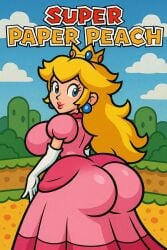 1girls ai_generated female fully_clothed huge_ass huge_breasts large_ass large_breasts looking_at_viewer mario_(series) parody princess_peach solo