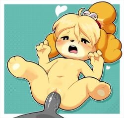 animal_crossing anonymous_male cub featureless_chest furry isabelle_(animal_crossing) nintendo nude_female straight vaginal_penetration