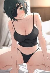 1girls ai_generated black_panties black_tank_top chainsaw_man eyepatch himeno_(chainsaw_man) panties shirt_and_panties solo tank_top