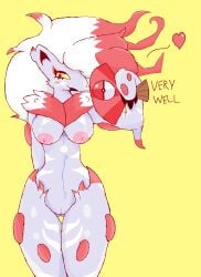 anthro ass breasts butt_from_the_front cool_cola fan_(object) female generation_5_pokemon genitals heart_symbol nintendo nude pokemon pokemon_(species) text vulva zoroark