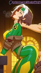 1boy 1girls 2025 ai_generated artist_name belt breasts breasts breasts brown_hair bust chest cock dick electroworld female green_eyes hi_res high_quality high_resolution highres marvel marvel_comics multicolored_hair patreon patreon_username penis rogue_(x-men) sex_from_behind stable_diffusion straight sweat watermark x-men