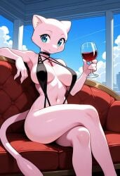 big_breasts cup_of_wine furry furry_female mew micro_bikini pokemon pokemon_(species) pokephilia razhdeluxe