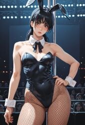 1girls ai_generated black_bunnysuit bunny_ears bunnysuit chainsaw_man mitaka_asa playboy_bunny