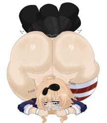 1girls 3_penises anal bent_over bubble_butt fizzybiscuits horsecock jack-o_pose moaning thick_thighs thighhighs