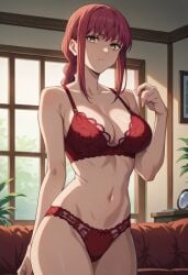 1girls ai_generated chainsaw_man makima_(chainsaw_man) red_bra red_panties red_underwear solo underwear