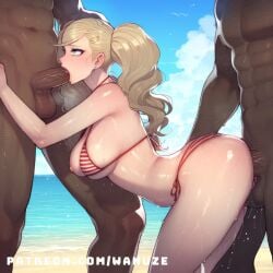 ai_generated american_flag american_flag_bikini anal anal_sex anal_sex ann_takamaki bald beach big_ass big_balls big_breasts big_butt big_penis big_thighs blonde_hair blowjob blowjob_face blue_eyes blush dark-skinned_male dark_skin faceless_male fellatio gangbang group group_sex huge_ass huge_balls huge_butt huge_cock huge_cock huge_thighs medium_breasts multiple_boys muscular muscular_male oral persona persona_5 takamaki_anne twintails wanuze wide_hips