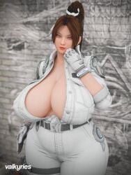1girls 3d asian asian_female ass big_ass big_breasts breasts cleavage fatal_fury female female_only king_of_fighters mai_shiranui the_first_descendant valkyries white_clothes