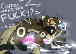 animal_genitalia animal_penis balls big_penis bodily_fluids brown_body brown_fur canine_genitalia canine_penis caught_in_the_act caught_masturbating caught_off_guard caught_while_cumming coffee_(midnightpurrs) cum cum_on_face cum_on_leg cum_on_object cum_on_own_face cum_on_own_leg cum_on_penis cum_on_self cum_string dialogue ears_down excessive_cum excessive_genital_fluids feral fur genital_fluids genitals grey_markings gulonine huge_cock kerchief kerchief_only knot knotted_penis looking_up male mammal markings marten masturbation microsoft midnightpurrs minecraft mojang mostly_nude motion_lines musk musk_clouds musky_penis mustelid musteline neckerchief neckerchief_only neckwear orange_eyes penis pine_marten pivoted_ears profanity ruffled_fur screencap solo standing_on_object startled tail tan_body tan_fur white_markings xbox_game_studios
