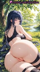 1girls 2025 ai_generated anus ass ass back bangs bare_shoulders black_hair black_sports_bra blunt_bangs blush boruto:_naruto_next_generations boruto:_two_blue_vortex bottomless breasts buttocks female from_behind genitals grass hi_res highres hyuuga_hinata juicy_butt large_ass large_breasts long_hair looking_at_viewer looking_back lying naruto naruto:_road_to_ninja naruto:_the_last naruto_(classic) naruto_(series) naruto_bomb naruto_pixxx naruto_shippuden natsuyoru oshiri outdoors patreon purple_eyes pussy pussy_juice smile solo sports_bra sweat thigh_strap thighs tight_pussy tree vagina voluptuous voluptuous_female water