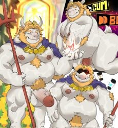 anthro asgore_dreemurr balls bara beard bigbearsilver boner dad_bod deltarune erection facial_hair furry goat horns male male_only muscles muscular nude penis solo solo_male undertale