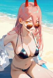 1girls ai_generated bikini blue_bikini chainsaw_man gb_5 power_(chainsaw_man) solo sunglasses