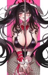 1girls artist_request blue_archive bunny_ears bunnysuit cuffed female handcuffs nompang pole pole_between_breasts rabbit_hole_(vocaloid) rio_(blue_archive) tagme