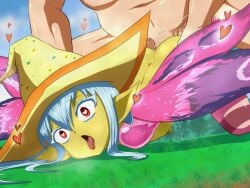 1boy 1girls ahegao ahegao_face ambiguous_penetration comic deviantt fairy fairy_wings fargo's_mod female green_skin heart heart-shaped_pupils houseki_hiiro male male/female male_penetrating_female mutant raped red_eyes sex skarlet_jewel_cv05 stockings terraria white_hair witch_hat