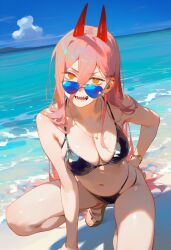 1girls ai_generated bikini black_bikini chainsaw_man gb_5 power_(chainsaw_man) solo sunglasses
