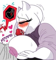 1boy 1girls big_breasts blush breasts closed_eyes dick fellatio female goat horrortale licking licking_penis male oral oral_sex penis sans skeleton solo_focus tongue tongue_out toriel